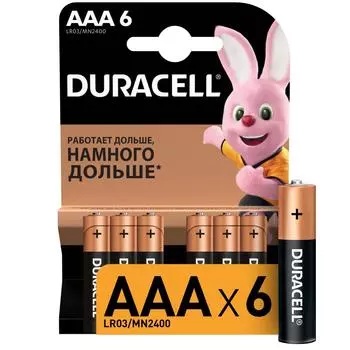 Батарейка алкалиновая Duracell AAA/LR03 6 шт