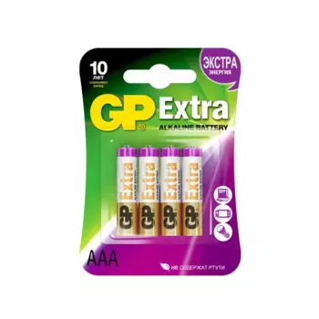 Батарейка GP Extra алкалиновая LR03 AAA 4 шт.