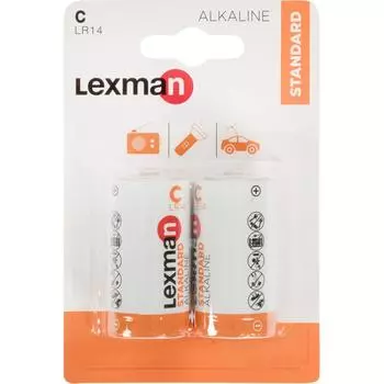 Батарейка алкалиновая Lexman C/LR14, 2 шт.