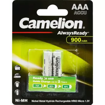 Аккумулятор Camelion Always Ready NH-AAA900ARBP2 Ni-Mh HR03 AAA 900 мАч 1.2В 2 шт.