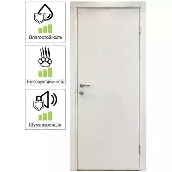 Блок дверной Капель глухой ПВХ Белый 60x200 см (с замком и петлями)