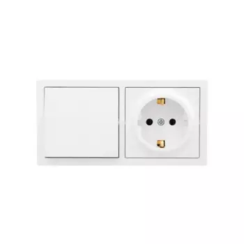 Блок выключатель с розеткой накладной Lezard Leto 1 клавиша цвет с заземлением цвет белый