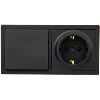 Блок выключатель с розеткой накладной Lezard Leto 1 клавиша цвет с заземлением цвет черный бархат