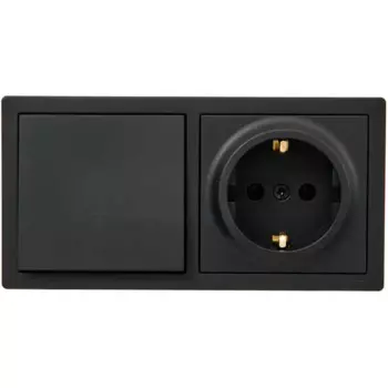 Блок выключатель с розеткой проходной накладной Lezard Leto 1 клавиша цвет с заземлением цвет черный бархат