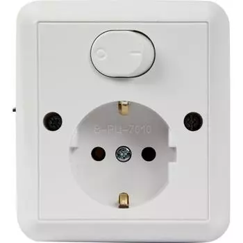 Блок выключатель с розеткой встраиваемый Bylectrica В-РЦ-7010, 1 клавиша, с заземлением, цвет белый