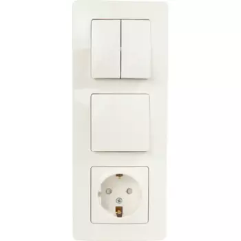 Блок выключатель с розеткой встраиваемый Systeme Electric Blanca 3 клавиши с заземлением цвет белый