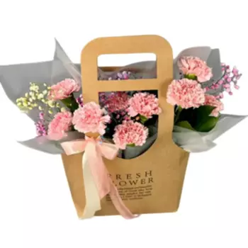 Букет Гвоздика, гипсофила 9 шт.