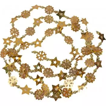 Бусы Снежинки зелено-золотые 270 см