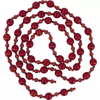 Бусы в пластиковой упаковке красные 180 см