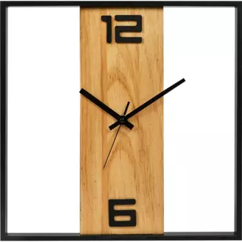 Часы настенные Dream River GHD00108 квадрат МДФ цвет бежево-черный бесшумные 42x43.5