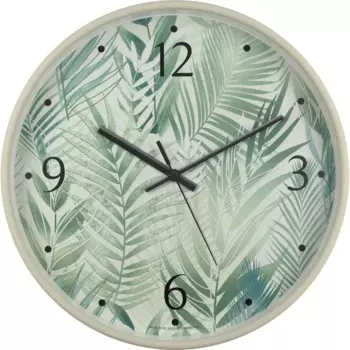 Часы настенные Troykatime Флористика круглые пластик цвет бежевый/зеленый бесшумные 30 см