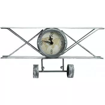 Часы настольные «Самолёт» металл серые 30х9х16 см