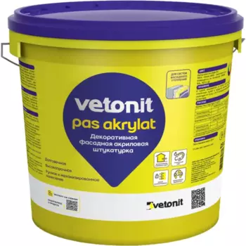 Декоративная штукатурка Vetonit Pas Akrylat акриловая 2.0мм "короед" база 100А белая 25кг
