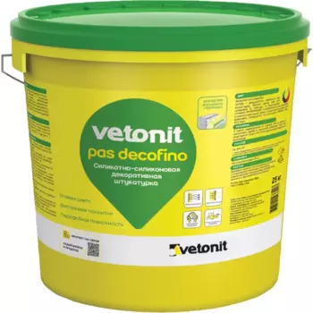 Декоративная штукатурка Vetonit Pas Decofino силикатно-силиконовая 1.0 мм "шуба" база 0000 прозрачная 25кг