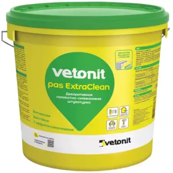 Декоративная штукатурка Vetonit Pas ExtraClean силикатно-силиконовая 2.0 мм "шуба" база 100А белая 25кг