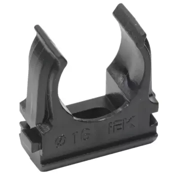 Держатель с защелкой для труб IEK D20 мм цвет черный