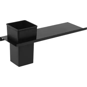 Держатель стаканов для зубных щёток Lund с полкой пластик цвет чёрный