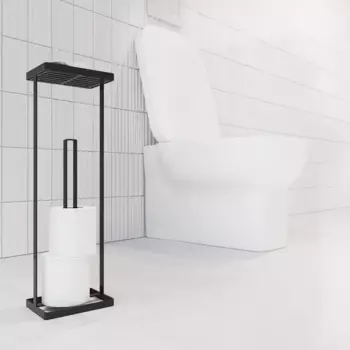 Держатель туалетной бумаги со столиком Март Island цвет чёрный