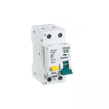 Дифференциальный автомат DEKraft 1P N C25 А 30 мА 6 кА A 16231DEK