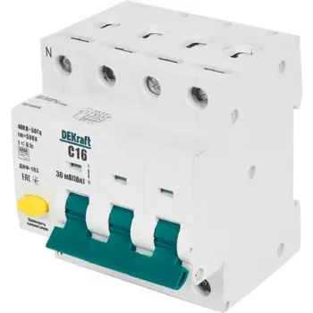 Дифференциальный автомат Dekraft 3P N C16 A 30 мА 6 кА AC