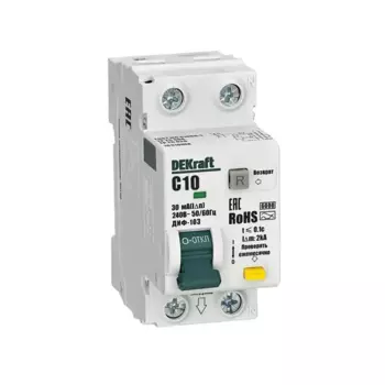 Дифференциальный автомат Dekraft ДИФ-103 1P+N C10 А 30 мА 6 кА AC 16310DEK
