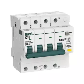 Дифференциальный автомат Dekraft ДИФ-103 3P+N C16 А 30 мА 6 кА AC 16401DEK