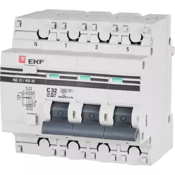 Дифференциальный автомат EKF АД-32 3P N C32 А 30 мА 4.5 кА АС