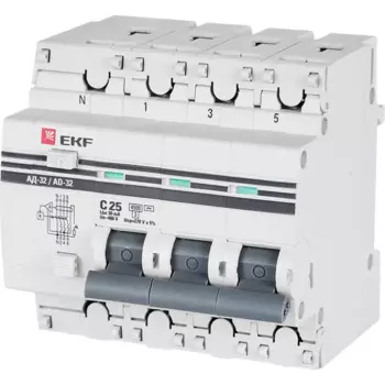 Дифференциальный автомат EKF АД-32 3P N C25 А 30 мА 4.5 кА АС