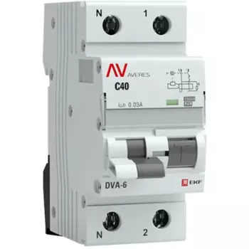 Дифференциальный автомат EKF Averes DVA-6 1P N C40 A 30 мА 6 кА A