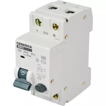 Дифференциальный автомат Generica АВДТ-32 1P C20 A 30 мА 4.5 кА AC