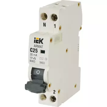 Дифференциальный автомат IEK Armat АВДТ B06S 1P C25 А 30 мА 6 кА AC AR-B06S-1N-C25C030