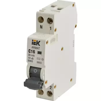 Дифференциальный автомат IEK Armat АВДТ B06S 1P C16 А 30 мА 6 кА AC AR-B06S-1N-C16C030