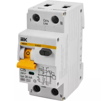 Дифференциальный автомат IEK АВДТ 32 2P C25 А 30 мА 6 кА AC MAD22-5-025-C-30