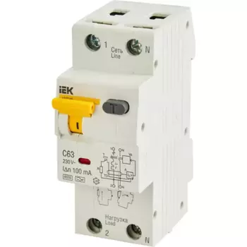 Дифференциальный автомат IEK АВДТ 32 2P C63 А 100 мА 6 кА AC MAD22-5-063-C-100