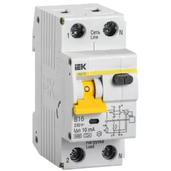 Дифференциальный автомат IEK АВДТ 32 2P C16 А 10 мА 6 кА AC MAD22-5-016-B-10
