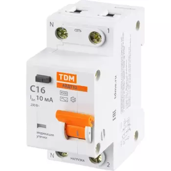 Дифференциальный автомат Tdm Electric АВДТ-32 1P N C16 A 10 мА 4.5 кА AC