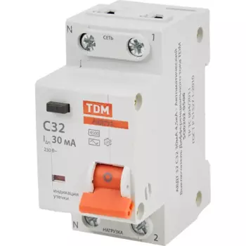 Дифференциальный автомат Tdm Electric АВДТ-32 2P C32 A 30 мА 4.5 кА AC
