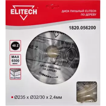 Диск пильный по дереву Elitech 1820.056200 48Т 235x30x2.7 мм
