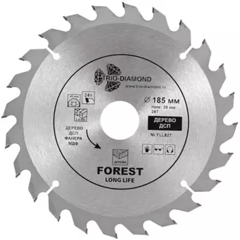 Диск пильный по дереву Trio-Diamond FLL827 24Т 185x30x2.4 мм, кольца 16, 20 мм