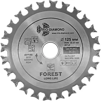 Диск пильный по дереву Trio-Diamond FLL847 24Т 125x22.23x2 мм, кольцо 16 мм