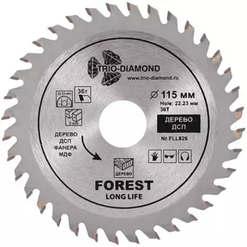 Диск пильный по дереву Trio-Diamond FLL826 36Т 115x22.23x2 мм