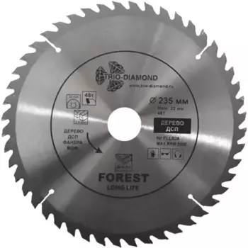 Диск пильный по дереву Trio-Diamond FLL838 48Т 235x32x2.6 мм, кольцо 30 мм