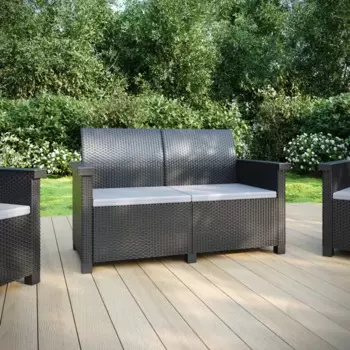 Диван садовый Beginia Basegi 131x69.5x79 см полипропилен темно-серый