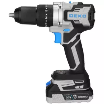 Дрель-шуруповерт аккумуляторная ударная бесщеточная Deko ZKCD20VPRO, 20 В Li-ion 2x3 Ач