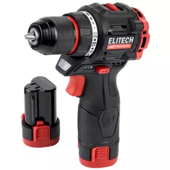 Дрель-шуруповерт аккумуляторная бесщеточная Elitech HD CD12L2, 12 В Li-ion 2x2 Ач