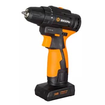 Дрель-шуруповерт аккумуляторная бесщеточная Вихрь ДА-24Л-2К/Б, 24 В Li-ion 2x2 Ач