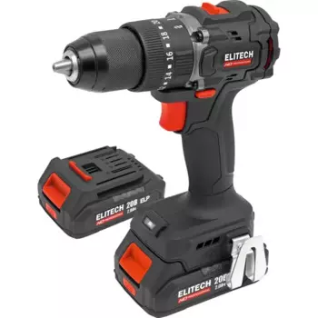 Дрель-шуруповерт аккумуляторная ударная бесщеточная Elitech HD CD20ISL2 E2201.041.01, 20 В Li-ion 2x2 Ач