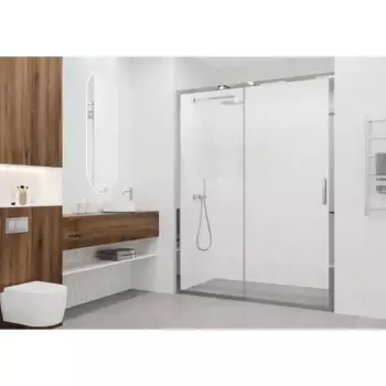 Душевая дверь в нишу Март Квадро 195x150 см хромированный профиль прозрачное стекло раздвижная