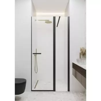 Душевая дверь в нишу Март Симфония 195x100 см черный профиль прозрачное стекло распашная