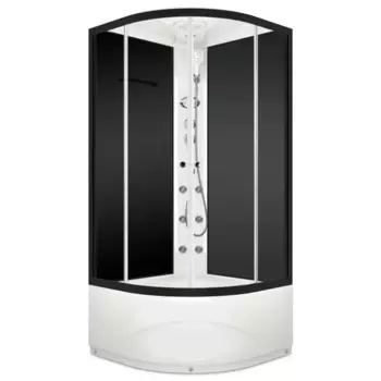 Душевая кабина Domani-Spa Delight 1/4 круга с гидромассажем высокий поддон 90x90 см цвет черный